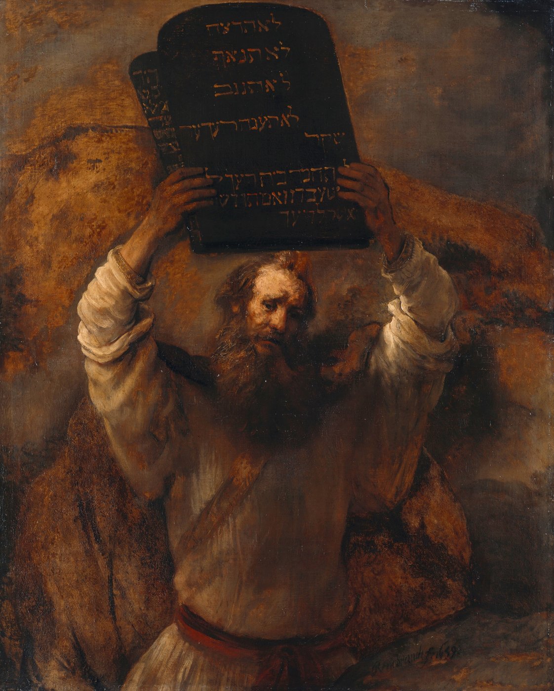 Moisés quebrando as Tábuas da Lei, pintura de Rembrandt