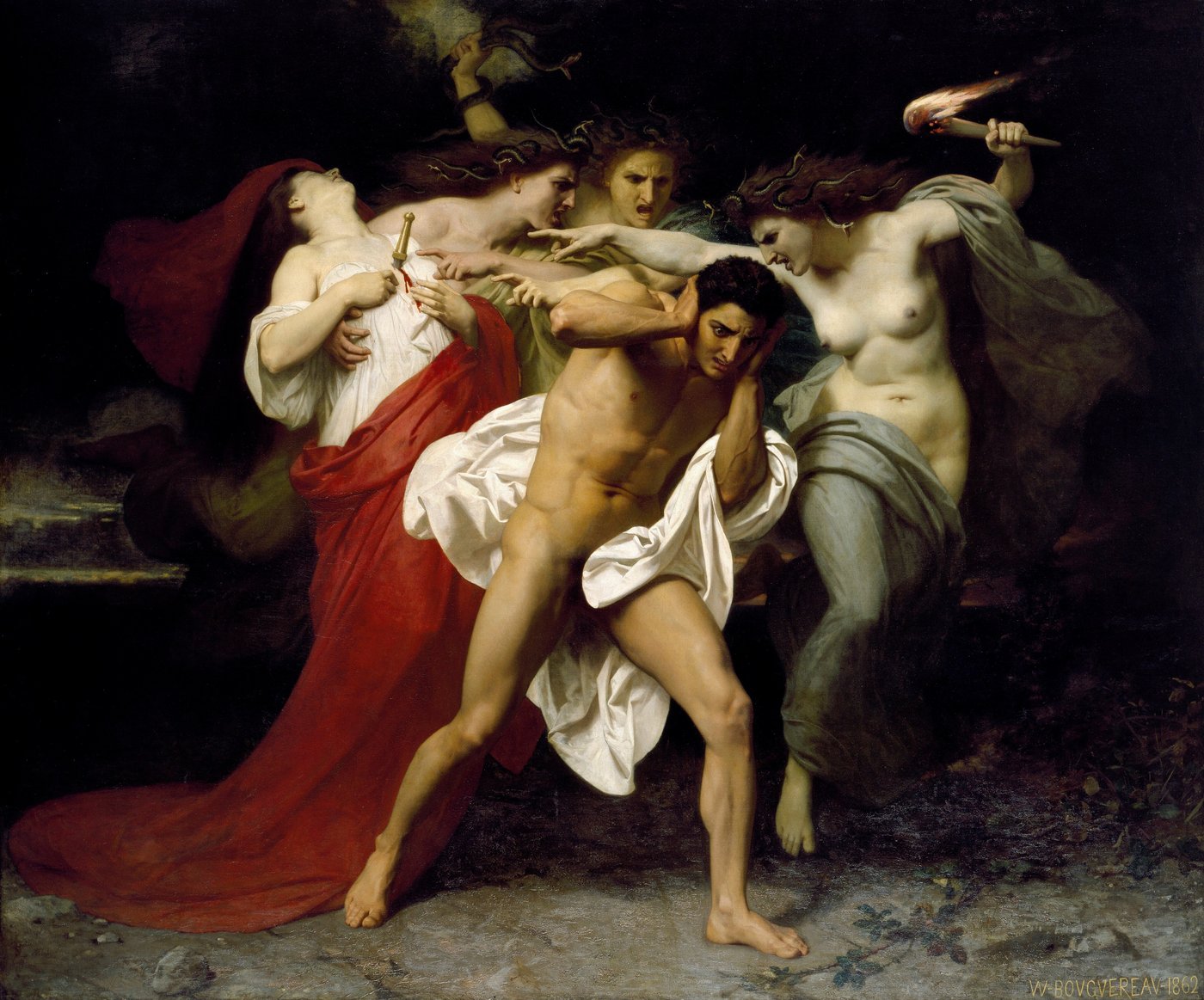 Orestes perseguido pelas Erínias, pintura de William Bouguereau