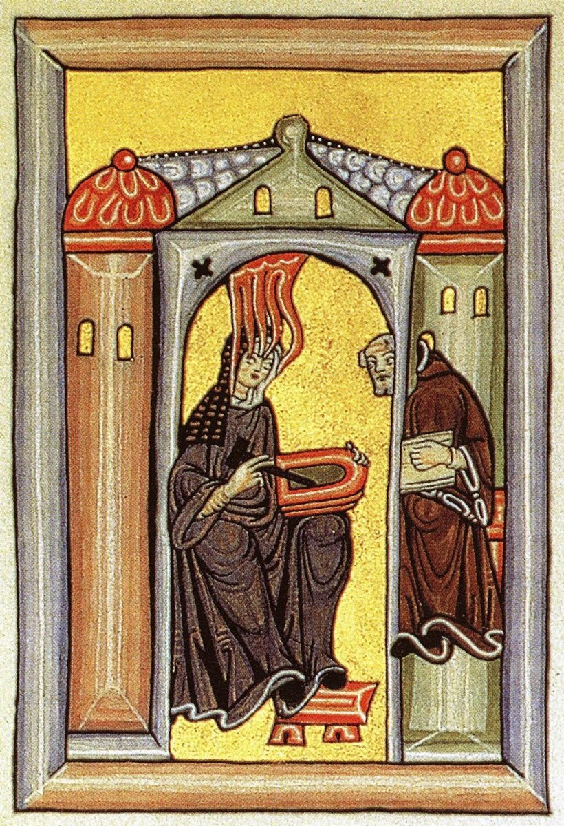 Hildegard de Bingen escrevendo suas visões