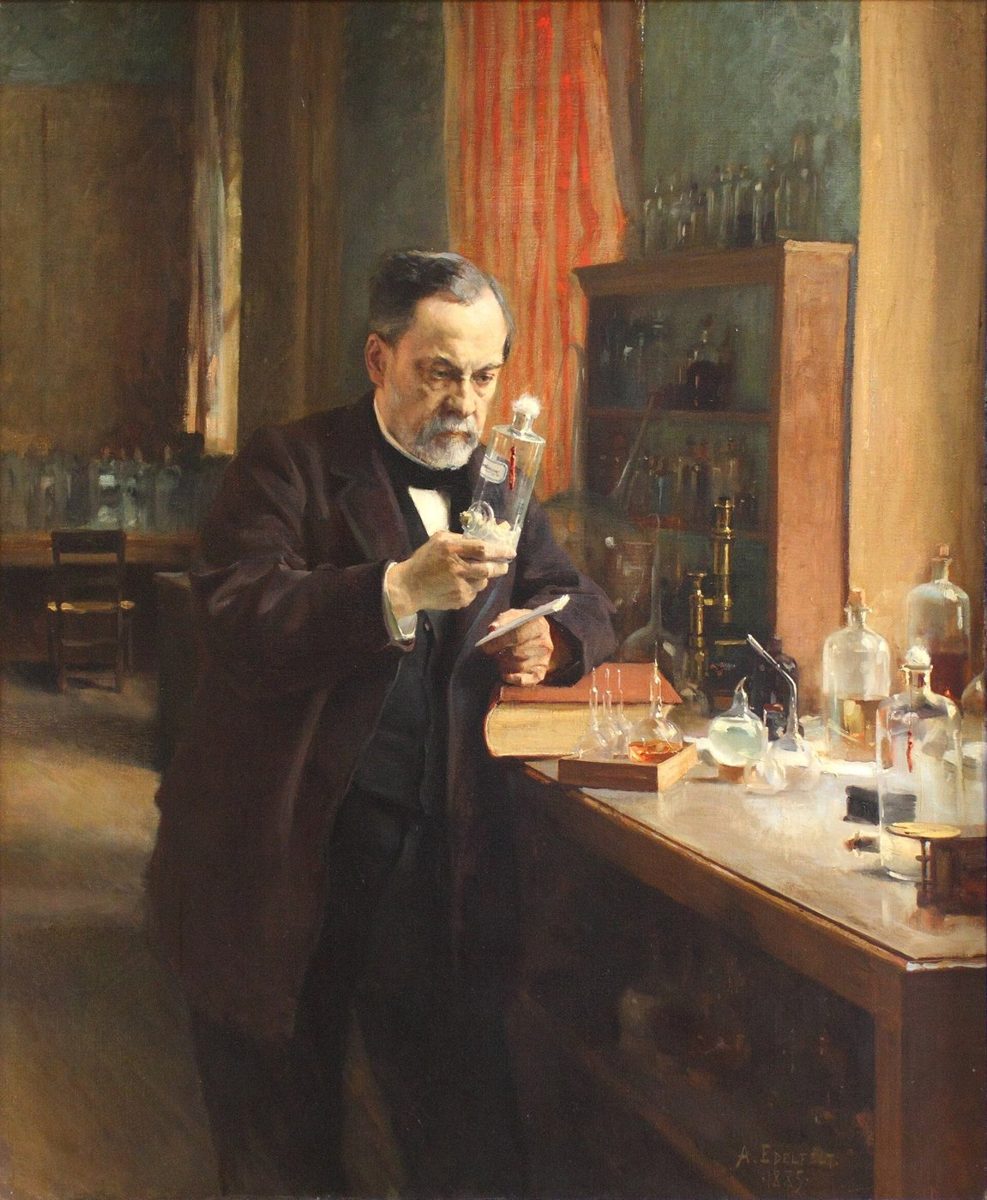 Retrato de Louis Pasteur em seu laboratório