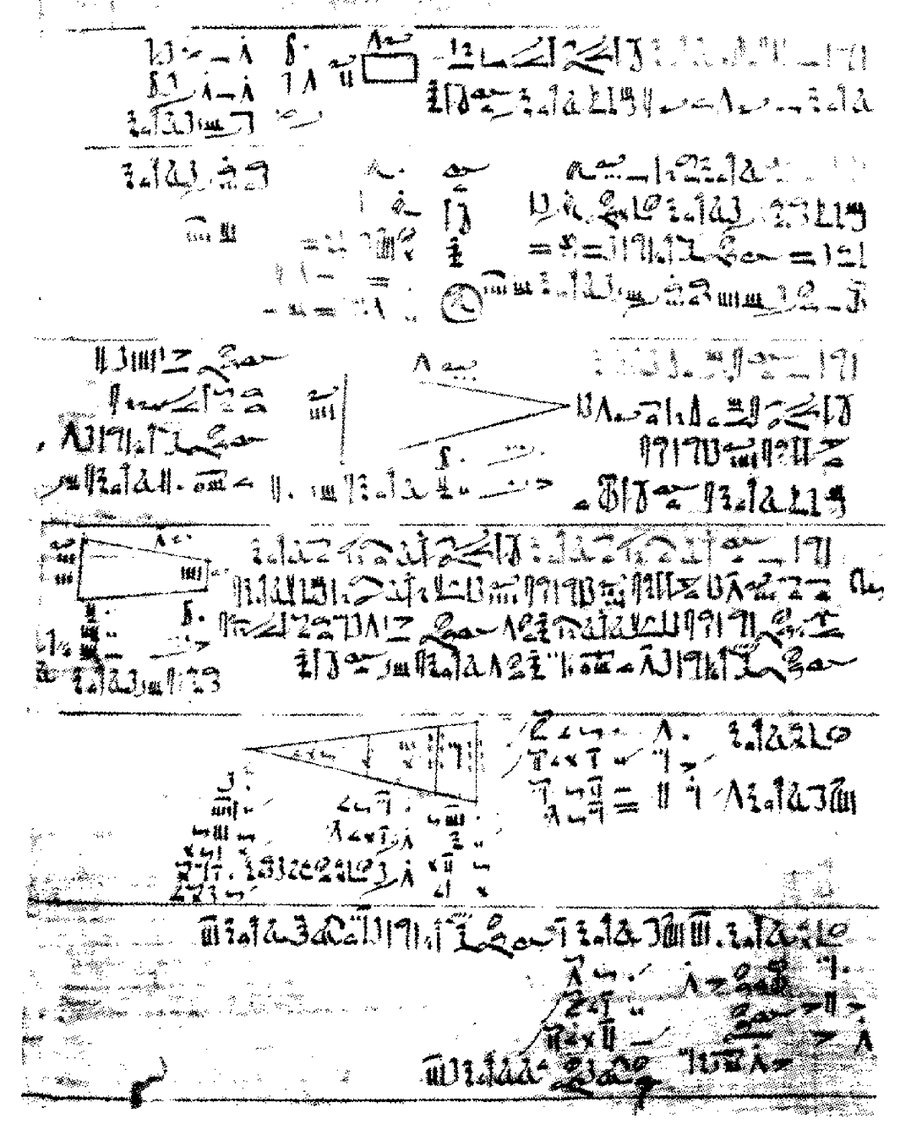 Fragmento do Papiro de Rhind, com escrita hierática egípcia